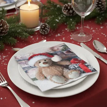 Papírový ubrousek Vánoční dekorativní papírový ubrousek MEDVÍDEK 33x33 cm balení 20 ks Balení: 20 ubrousků