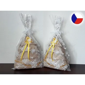 Utěrka Dárkové utěrky Vánoční stromeček béžová/bílá