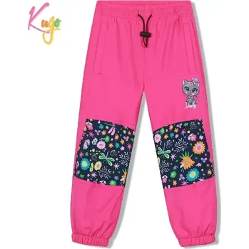 Dívčí kalhoty Dívčí šusťákové kalhoty zateplené Kugo DK8500 růžové (Dívčí zimní kalhoty s flísovou podšívkou)