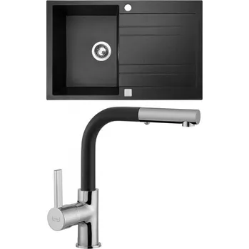 Granitový dřez Set Sinks GRANDE 800 metalblack+ ENIGMA S GR