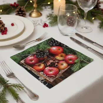 Papírový ubrousek Vánoční dekorativní papírový ubrousek JABLÍČKA 33x33 cm balení 20 ks Balení: 20 ubrousků