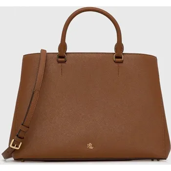 Kabelka Kožená kabelka Lauren Ralph Lauren hnědá barva, 431898556 88X, vel. ONE SIZE