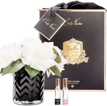 umělá květina Côte Noire - Herringbone kytice 5 růží s parfémy Blush Roses v černé váze