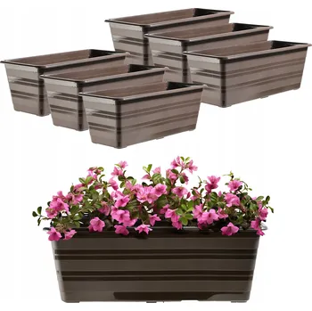 Květináč BALKONOVÝ TRUHLÍK KVĚTINÁČ KVĚTINÁČ VELKÝ 40cm KVĚTINY SADA 6 KS KVĚTINÁČ