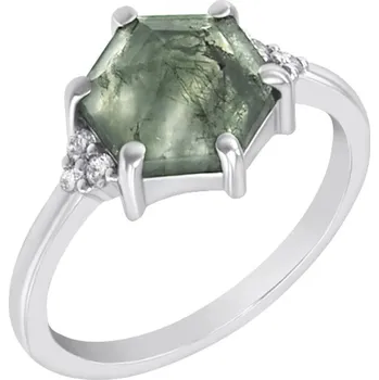 Prsten Unikátní zlatý prsten s mechovým achátem Yasmeen