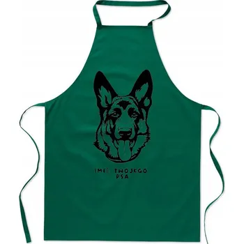 Kuchyňská zástěra KUCHYŇSKÁ ZÁSTĚRA OVČÁK NĚMECKÝ + JMÉNO VAŠEHO PSA – PERSONALIZOVANÁ