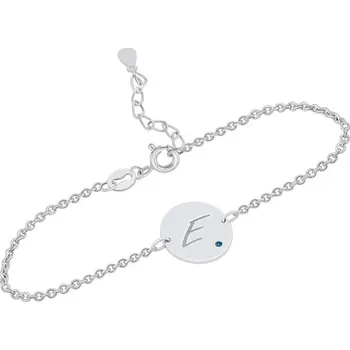 Náramek Stříbrný náramek s modrým diamantem a gravírem písmene Dian