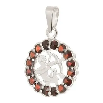 Přívěsek Stříbrný přívěšek znamení střelec s granáty STRZ1215STRF + dárek zdarma