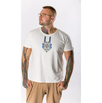 Pánské tričko GoldBee Pánské Tričko Morava Blue Flower White Barva: Blue Flower White, Velikost: L
