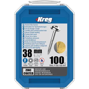 Šroub Kreg Zinc Maxi-Loc Šrouby pro skryté spoje - 38 mm, jemný závit, 100 ks