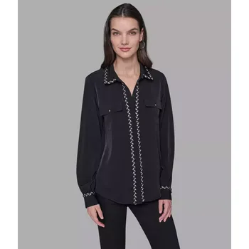 Dámská košile KARL LAGERFELD PARIS dámská košile s tvídem černá S