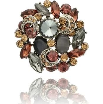 Brož Yvon Elegantní brož v bronzových a kouřových tónech s krystaly