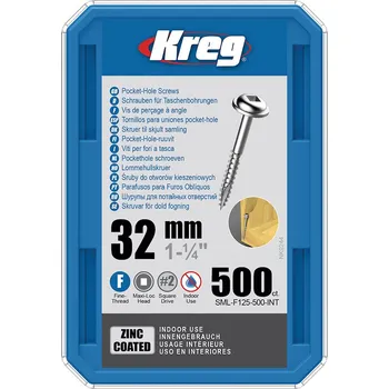 Šroub Kreg Zinc Maxi-Loc Šrouby pro skryté spoje - 32 mm, jemný závit, 500 ks