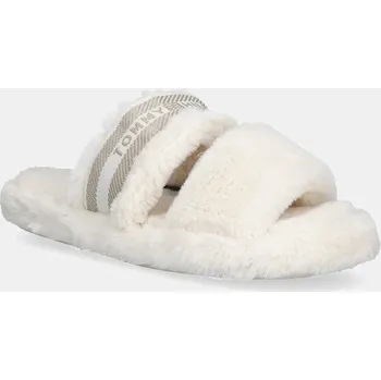 Dámské pantofle Pantofle Tommy Hilfiger HILFIGER FUR SLIPPER béžová barva, FW0FW08854 01X, EUR 41/42