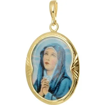 Přívěsek Stříbrný zlacený smaltovaný přívěšek medailonek Panna Marie STRZ1518F