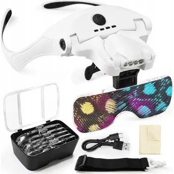 Lupa LED HODINÁŘSKÉ ZVĚTŠOVACÍ BRÝLE BRÝLOVÁ LUPA S 5 ČOČKAMI