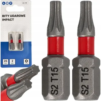 Bit NÁRAZOVÉ BITY TORX 15 TX15 25MM SADA NÁRAZOVÝCH BITŮ 2 KUSY LSP KRÁTKÉ