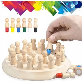 Dřevěná hračka DŘEVĚNÁ Logická hra pexeso přiřaď barvy RODINNÁ HRA