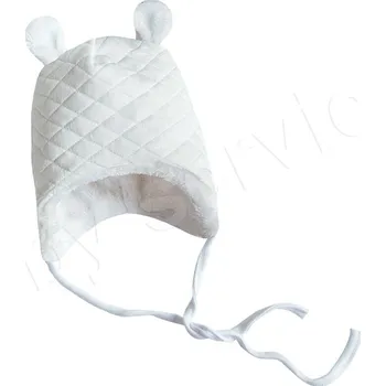 Kojenecká čepice bílá zimní čepička pro miminko velikost 40