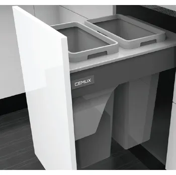 Odpadkový koš odpadkový koš CEMUX Bins sorter + A Box antracit pro korpus 450 mm - 2 x 27L/v.570 mm