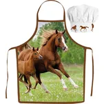 Dětská zástěra s kuchařskou čepicí Koníky