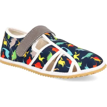 Dívčí bačkory Barefoot dětské přezůvky Jonap - Home dino modré Velikost: 29