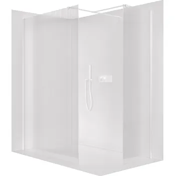 Cerano Sprchová zástěna Walk-in Onyx T L/P, 8 mm, hranatá vzpěra, bílá matná, rýhované sklo, 70x60 cm, CER-8050BD3427
