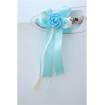 Svatební mašle na kliku dveří – světle modrá