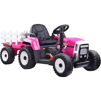 Dětské elektrovozidlo JOKO Elektrický traktor Cipísek s přívěsem růžový