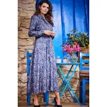 Maxi šaty košilového střihu s potiskem A467 Barva: Tmavě Modrá, Velikost: M