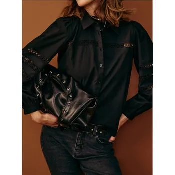 Sinsay - Košile s krajkou - černá - 383HH-99X - 383HH-99X-XS