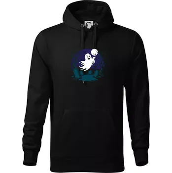 Pánská mikina Halloween - duch veselý - Mikina pánská Cape s kapucí - 5XL ( Černá )