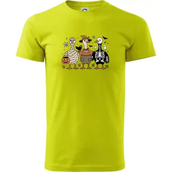 Pánské tričko Halloweenské kachny - Klasické pánské triko vyšší gramáže - XL ( Limetková )