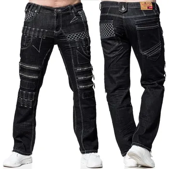 Pánské kalhoty KOSMO LUPO kalhoty pánské KM8006-1 L:32 džíny, jeans černá 32