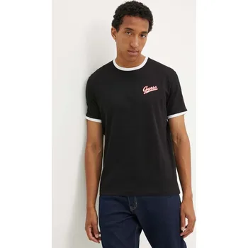 Bavlněné tričko Guess Jeans černá barva, s potiskem, M4YI43 K8FQ4 M4YI43.K8FQ4 99X, vel. L