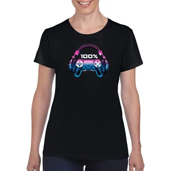 Dámské tričko levne-damske-bavlnene-tricko-potisk-100%-gamer Velikost dámská trička Basic: L šířka 51, délka 65, Odstín dámské tričko Basic: Černé