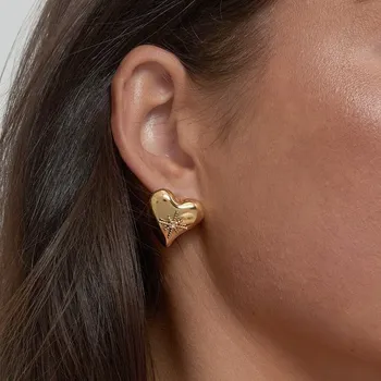 Náušnice Náušnice „Srdce s hvězdou“ z pozlacené chirurgické oceli č. 1820