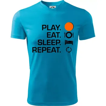 Chlapecké tričko Hokejbal - Play eat sleep repeat - Dětské triko sportovní (dresovina) - 158 cm/12 let ( Světlý tyrkys )