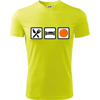 Eat sleep repat hokejbal v řadě - Dětské triko sportovní (dresovina) - 146 cm/10 let ( Neonově žlutá )