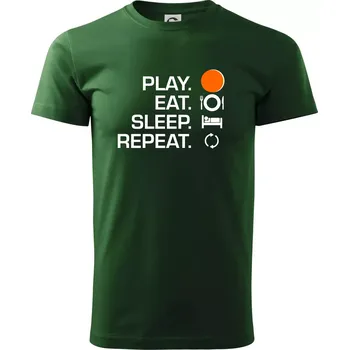 Hokejbal - Play eat sleep repeat - Triko extra velké (5-8XL) - 8XL ( Lahvově zelená )