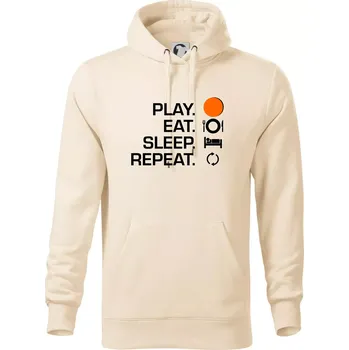 Pánská mikina Hokejbal - Play eat sleep repeat - Mikina pánská Cape s kapucí - 4XL ( Mandlová )