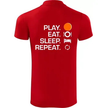 Pánská košile Hokejbal - Play eat sleep repeat - Polokošile Victory sportovní (dresovina) - XL ( Červená )