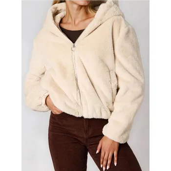 Dámský kabát Sinsay - Rozepínací bunda s kapucí - béžová - 561FH-02X - 561FH-02X-XL