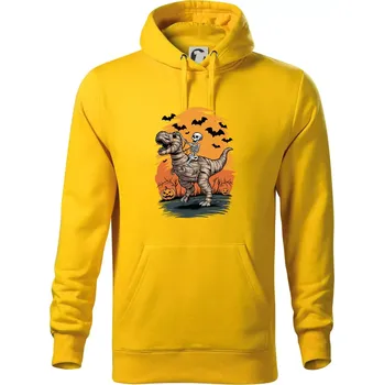 Pánská mikina Halloween - dinosaurus a kostra - Mikina pánská Cape s kapucí - L ( Žlutá )