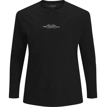 Pánská móda Velké pánské tričko s dlouhým rukávem longsleeve s nápisy Jack & Jones 12288173 černé (5XL)