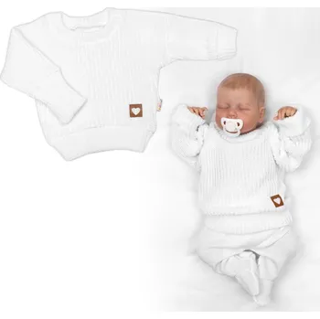 Baby Nellys Rostoucí oversize pletený svetřík pro miminko, bílé Velikost: 92/98 (18-36m)
