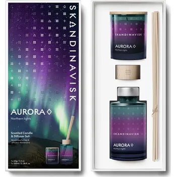 Svíčka SKANDINAVISK Dárkový set AURORA (polární záře) – vonná svíčka a difuzér