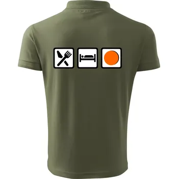 Pánská košile Eat sleep repat hokejbal v řadě - Polokošile pánská Pique Polo 203 - 4XL ( Khaki )