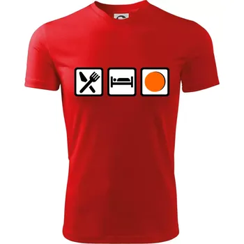 Chlapecké tričko Eat sleep repat hokejbal v řadě - Dětské triko sportovní (dresovina) - 122 cm/6 let ( Červená )