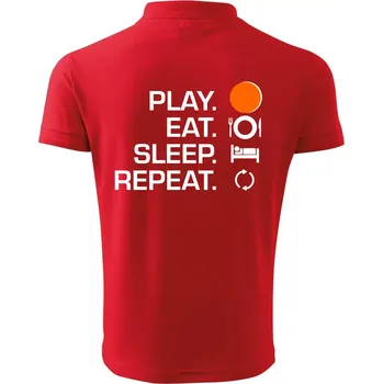 Pánská košile Hokejbal - Play eat sleep repeat - Polokošile pánská Pique Polo 203 - 3XL ( Červená )